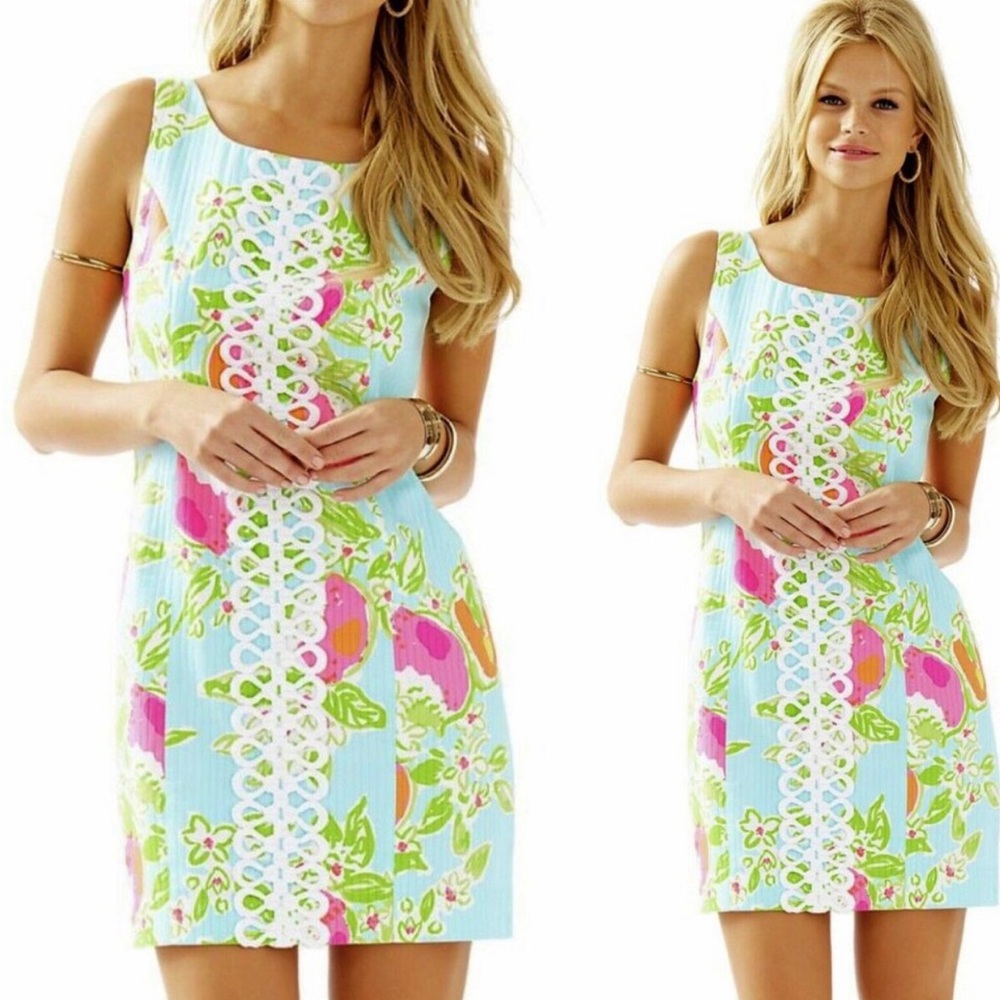 Lilly Pulitzer Blue and Pink Floral Midi Dress